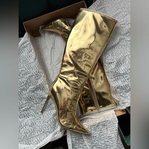 Steve Madden Panther Gold Knee High Boots - size 8.5